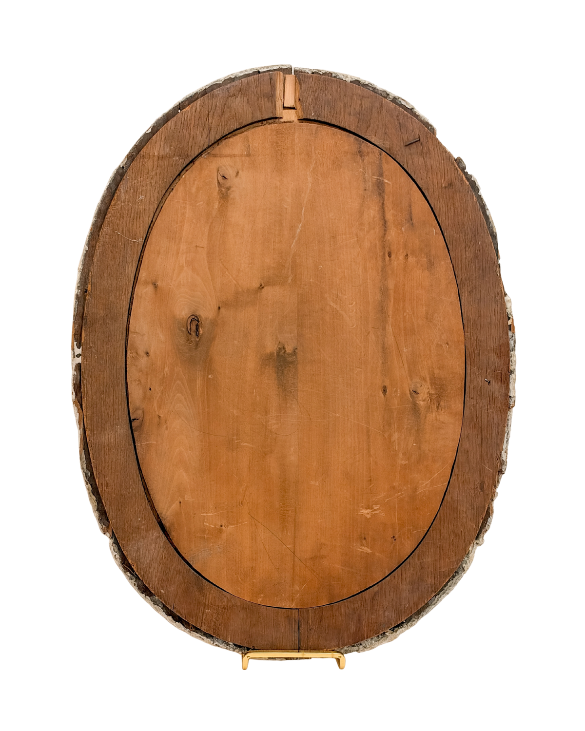 Antique French Solid Wood Oval Architectural Medallion with Foliate Relief
