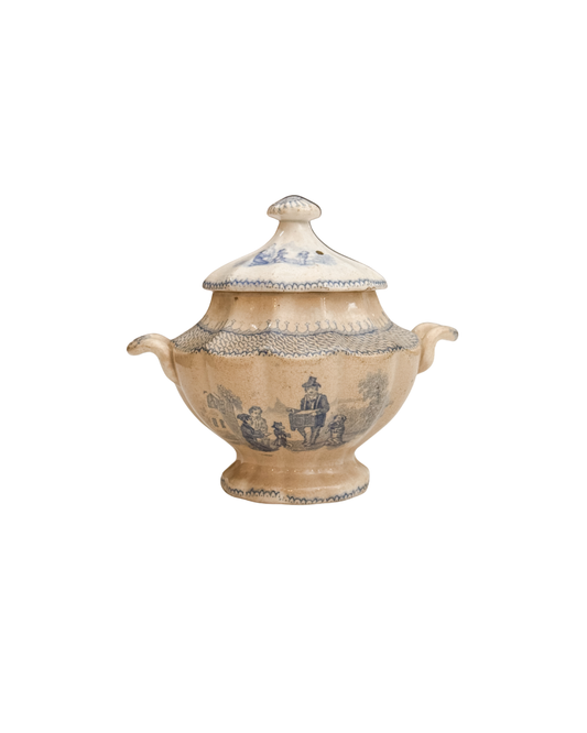Rare Antique English Transferware Child's Tureen/ Creamer Dish