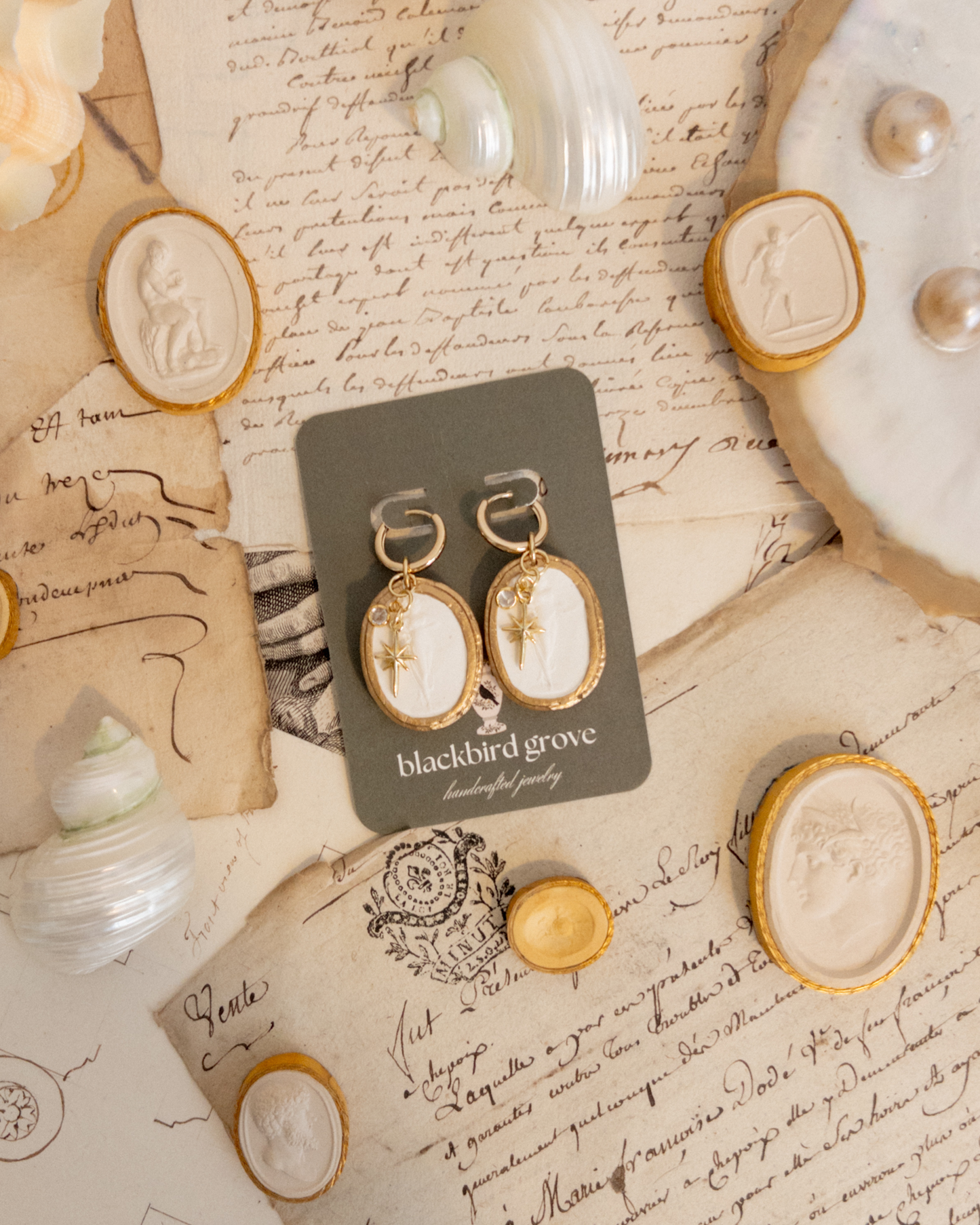Persephone + North Star Charm | Intaglio Grove Handmade Earrings