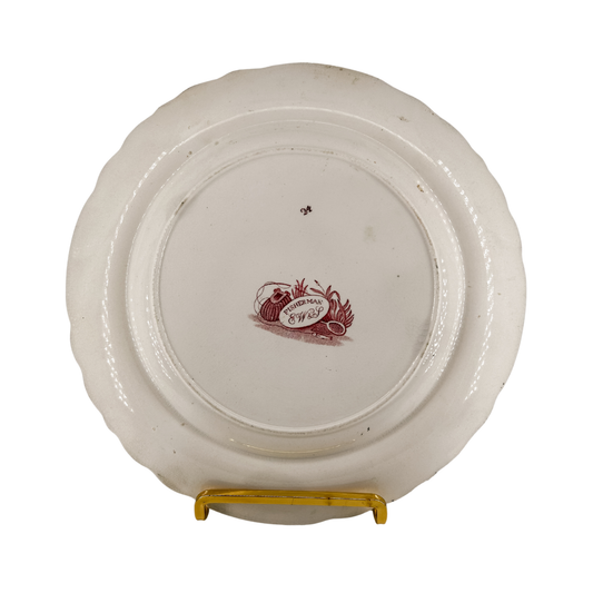 Antique BiColor Transferware Plate | Fisherman Pattern