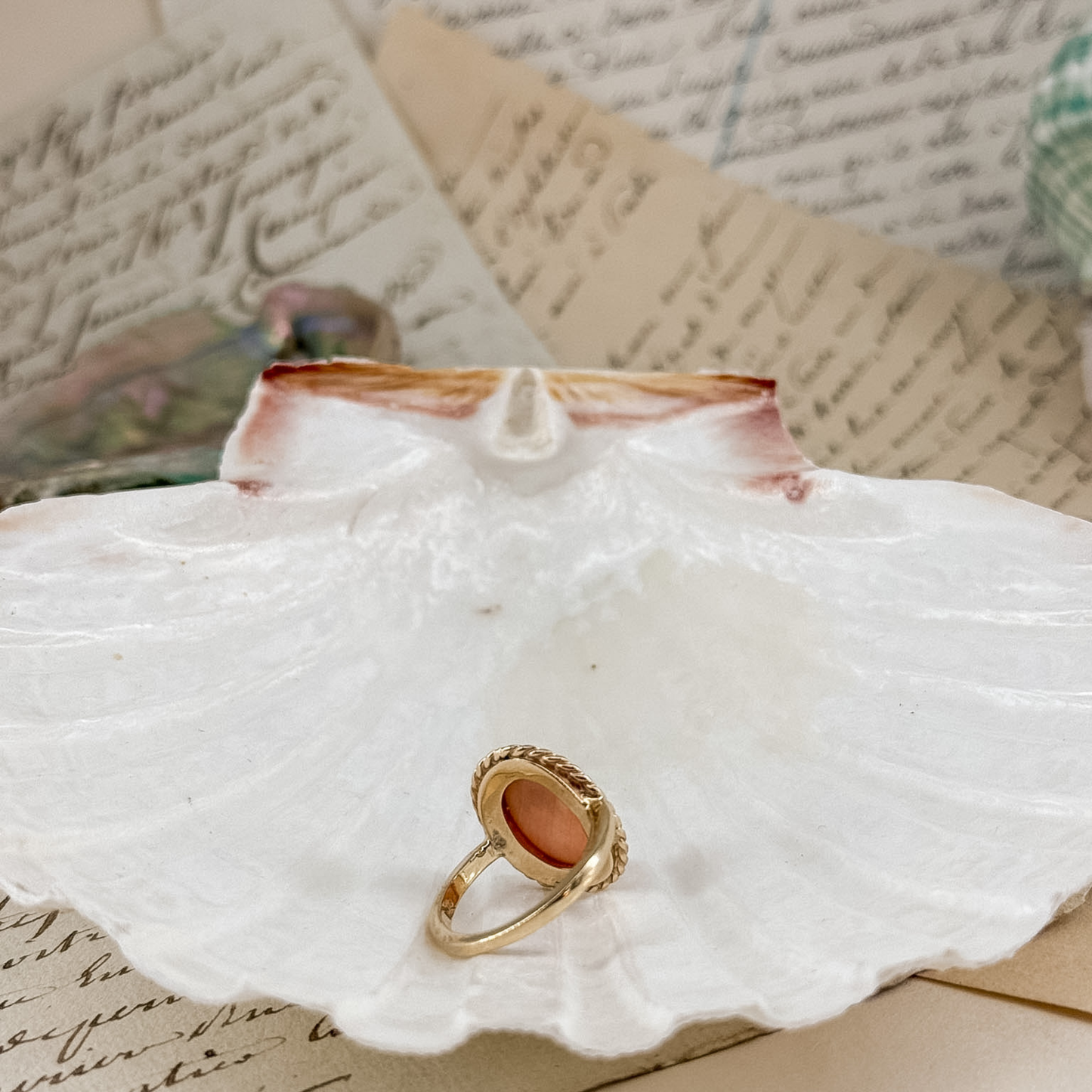 Antique 14kt Gold and Carved Coral Cameo Ring