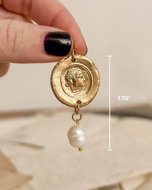 Medusa + Pearl Charm | Intaglio Grove Handmade Earrings