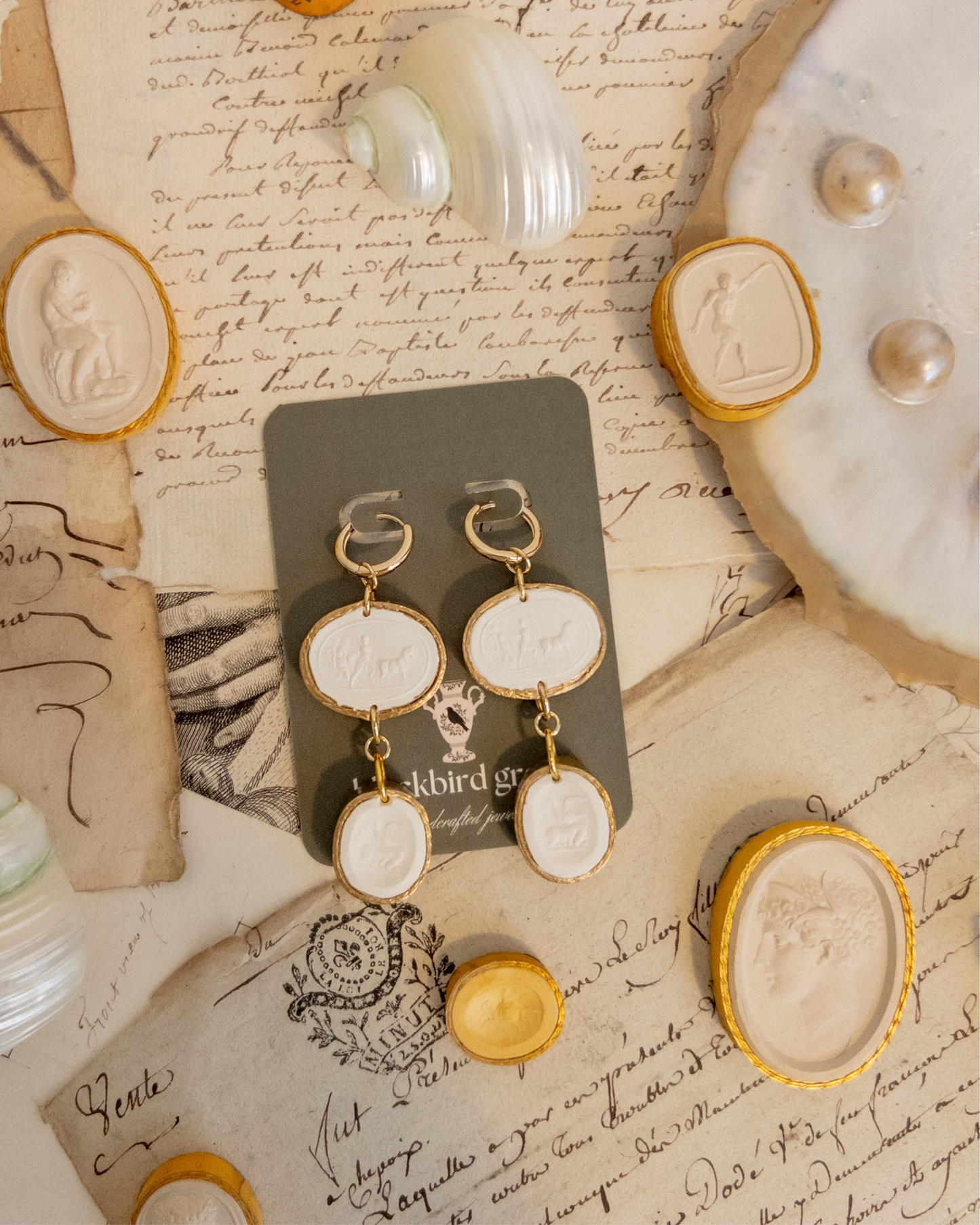 Genre Scenes Double Intaglio | Intaglio Grove Handmade Earrings