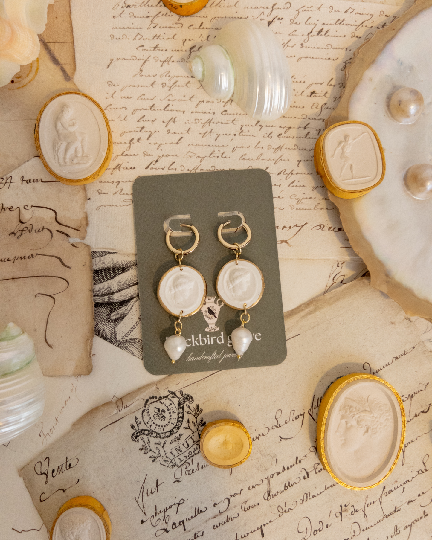 Venus Pearl Charm Intaglio | Intaglio Grove Handmade Earrings