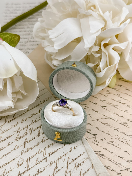Antique 14K Gold Amethyst & Diamond Ring