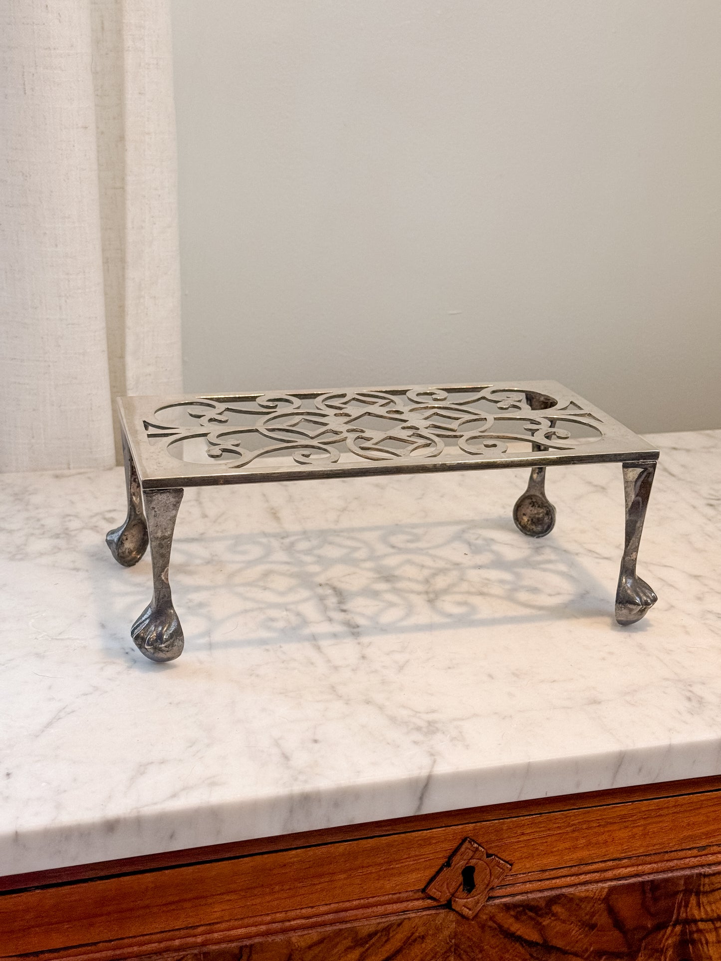 Antique English Silverpate Kettle Trivet Riser