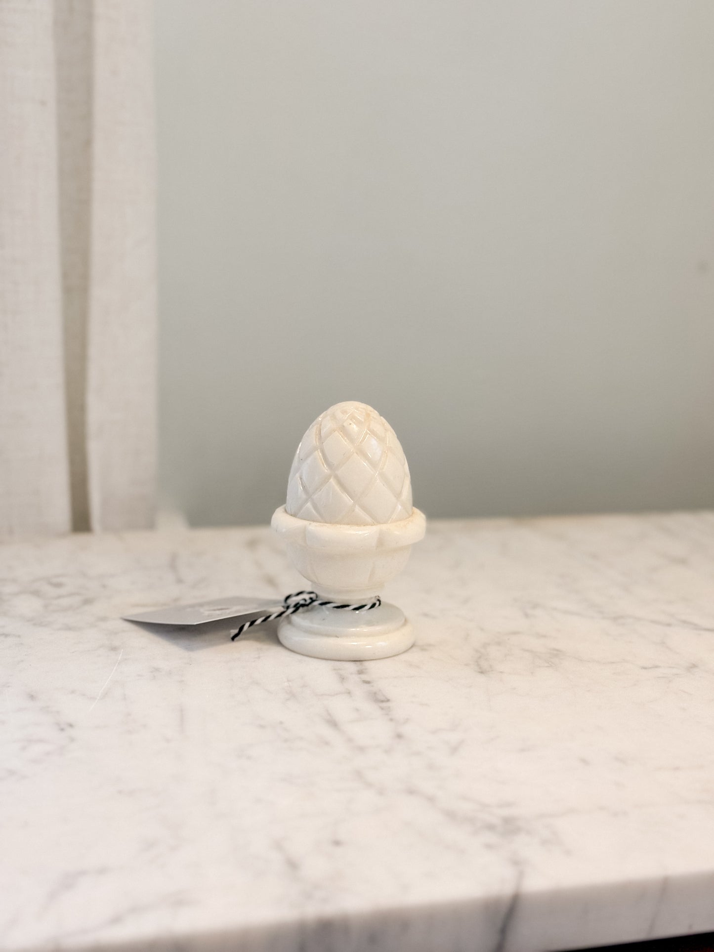 Hand Carved Italian Alabaster Pinecone finial decorative object