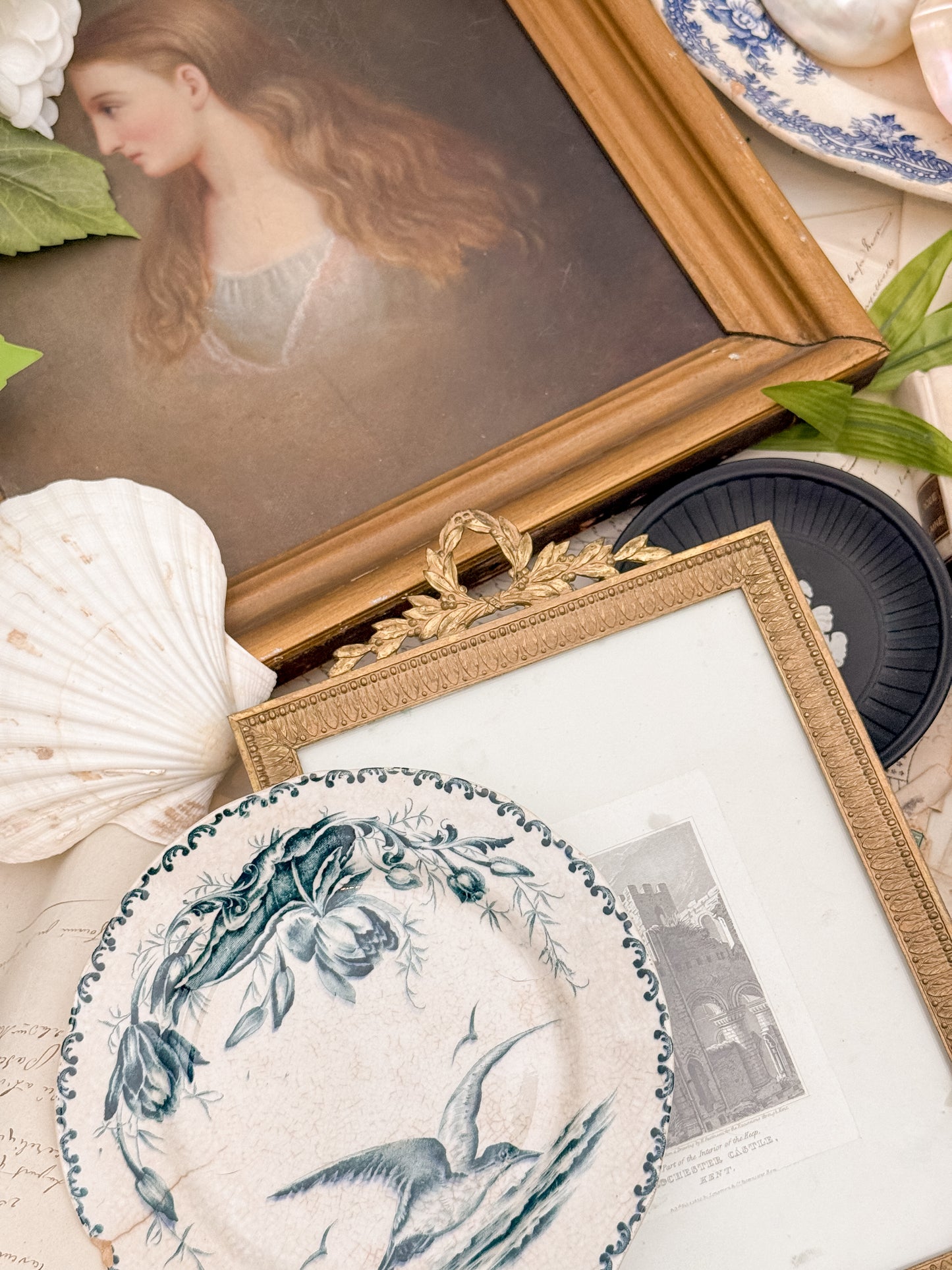 Antique French Frame with Castle Engraving