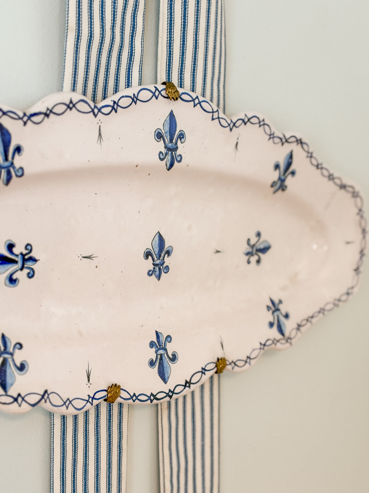 Antique French Faience Fleur De Lis Platter