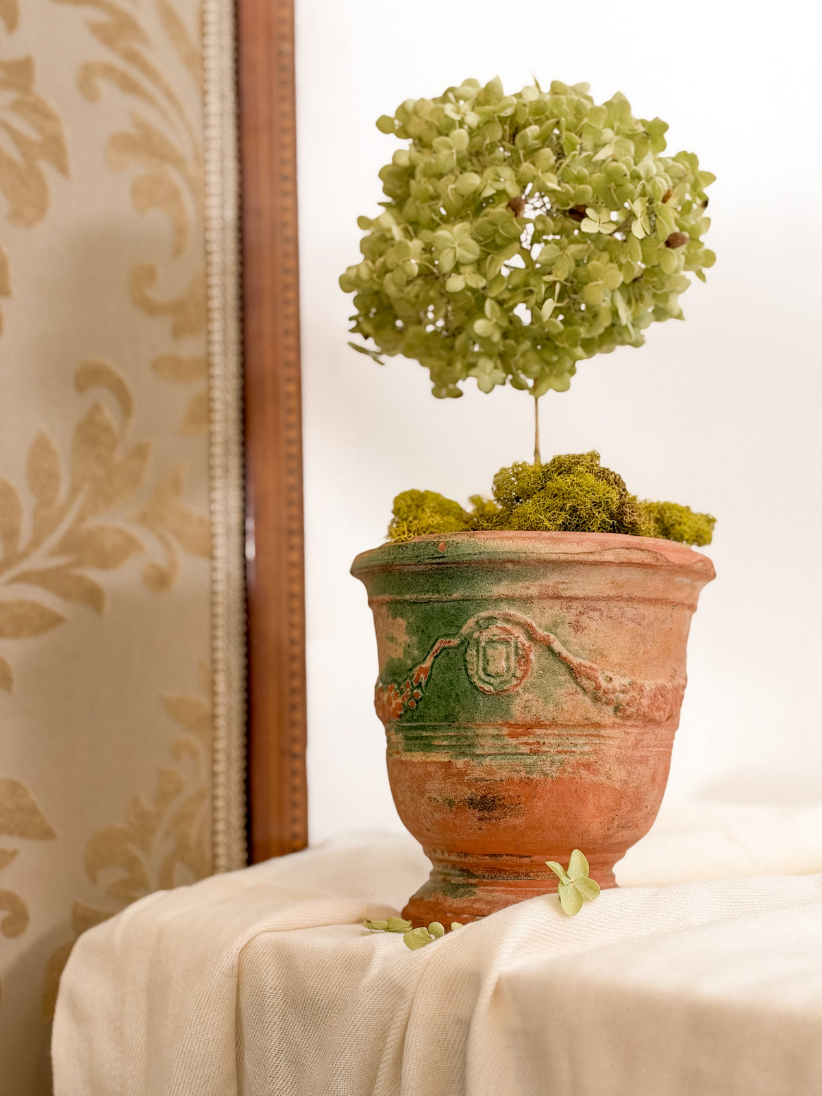 Antique French Anduze Terracotta Pot with Green Glaze | 5.5" x 5"