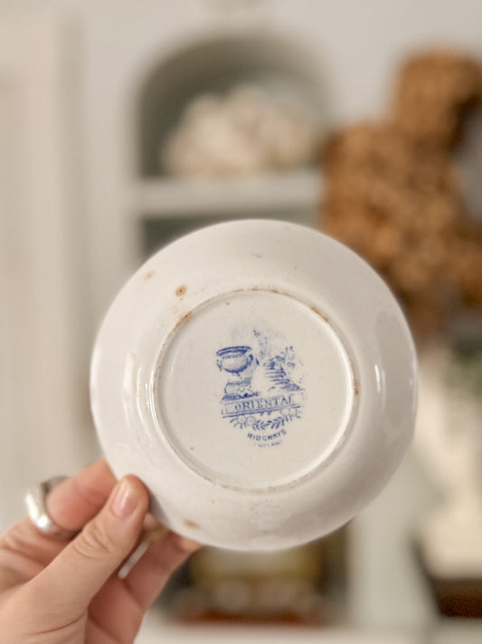 19th-Century Blue and White Transferware dish, “Oriental” Pattern by Ridgways