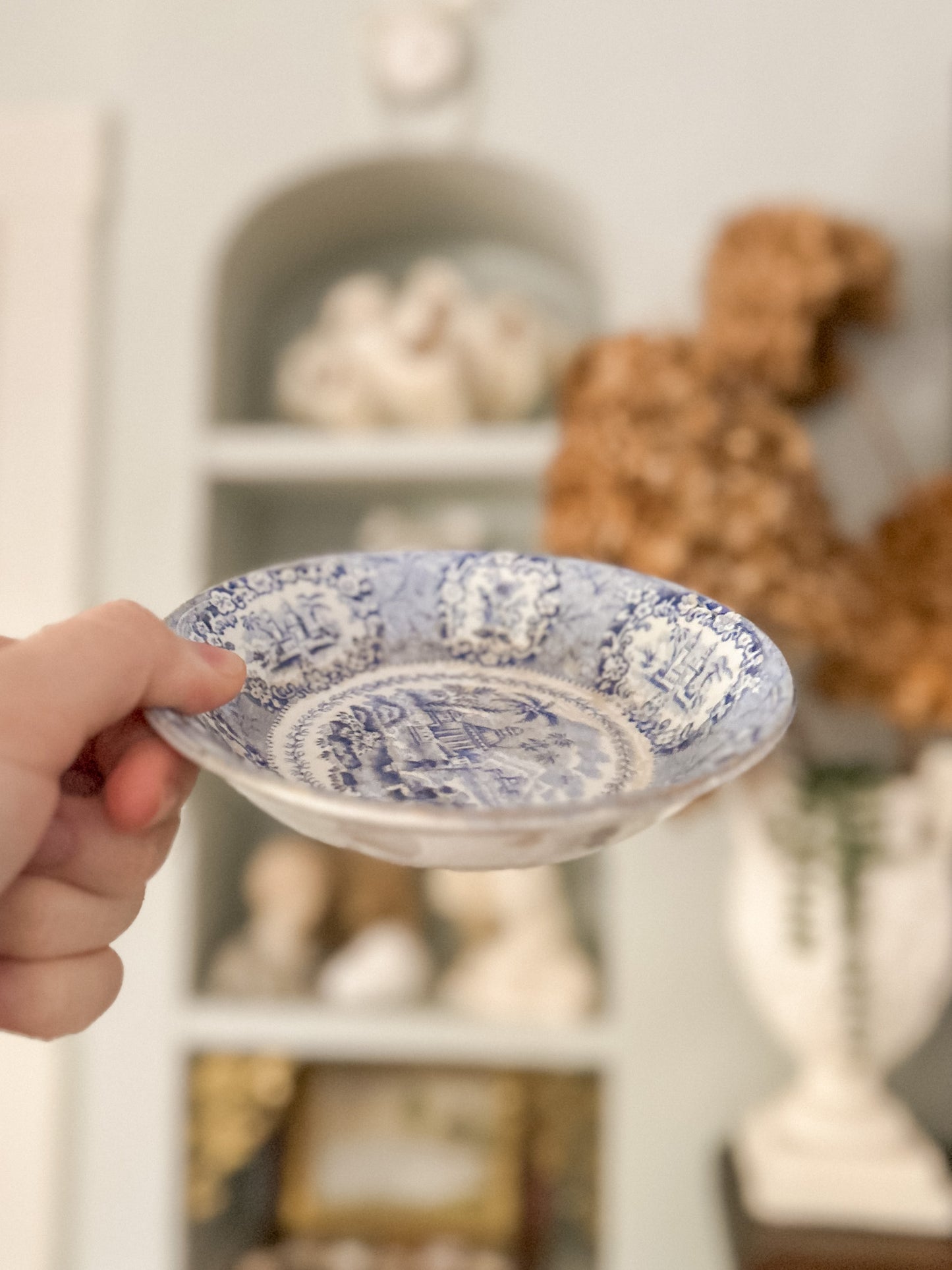 19th-Century Blue and White Transferware dish, “Oriental” Pattern by Ridgways