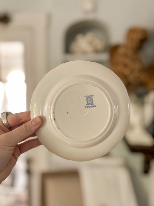 19th-Century Copeland Blue and White Transferware Bread Plate, “Severn” Pattern