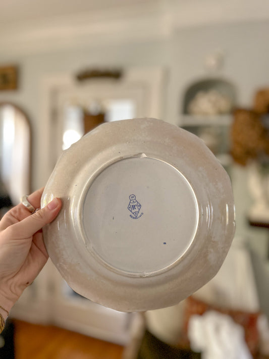 19th-Century Blue and White Transferware Plate, “Palmyra” Pattern by Jacob Furnival