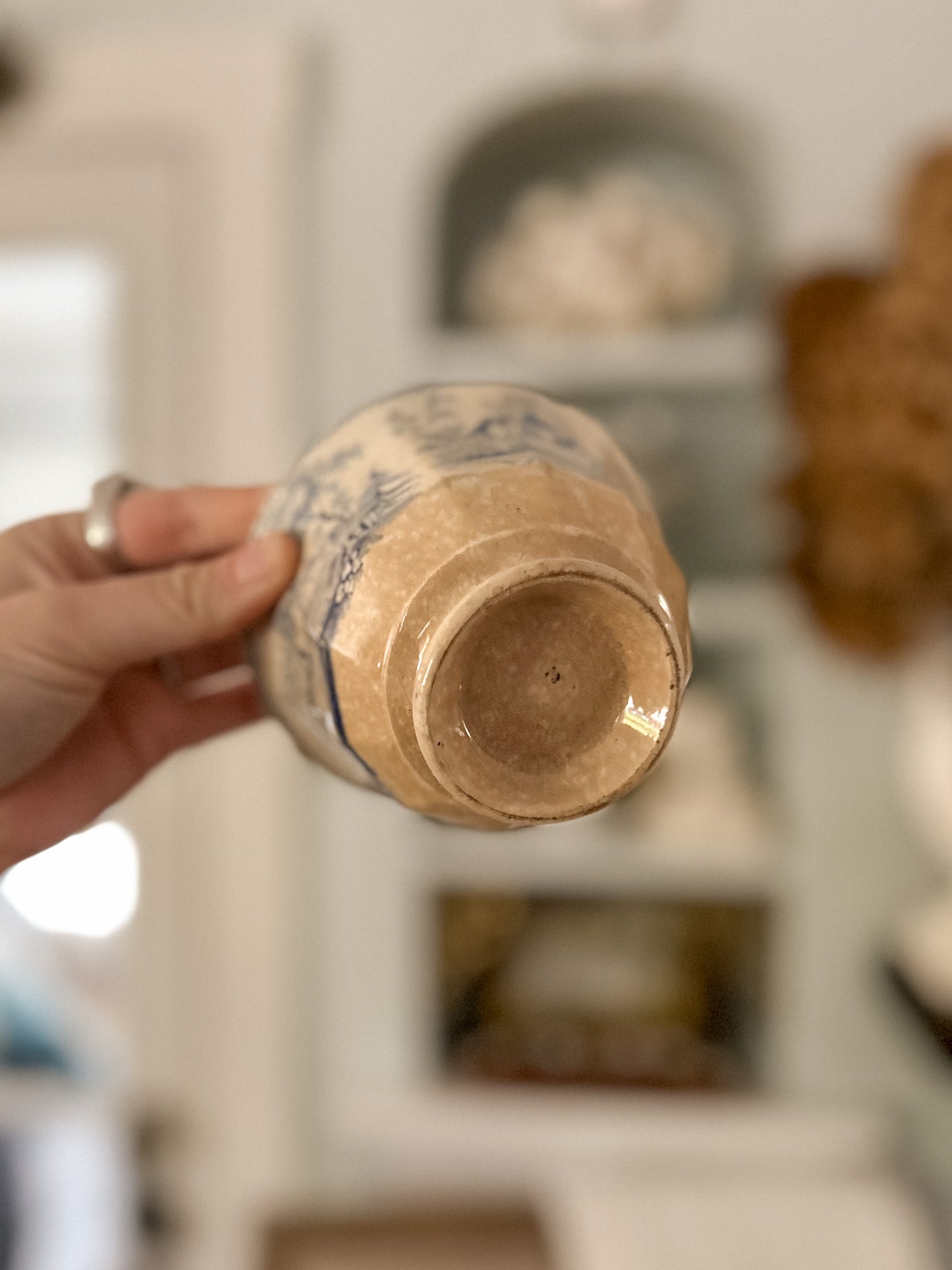 19th-Century Blue and White Transferware Tea Bowl/ Handle-less Cup