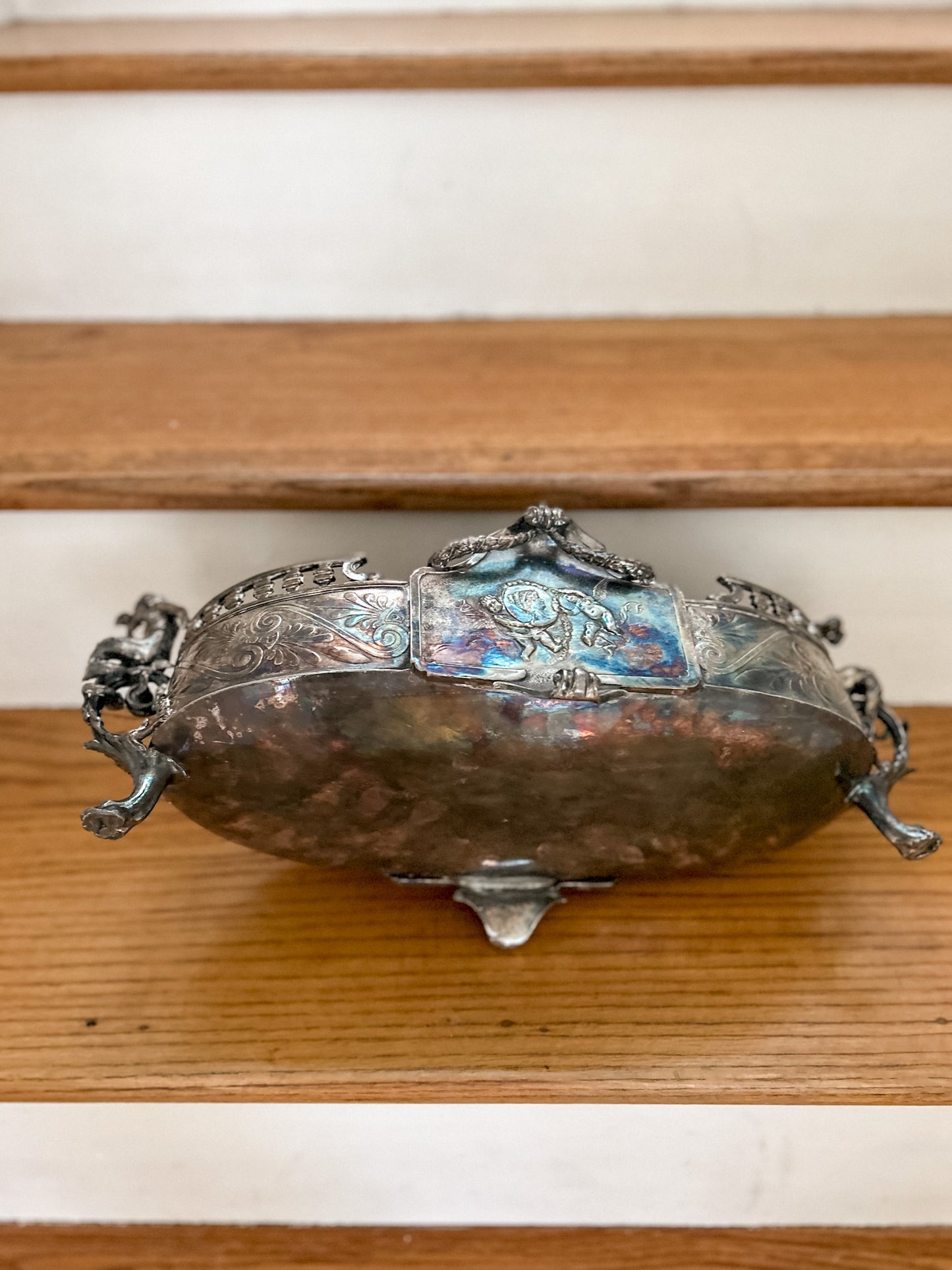 19th-Century Silverplated Figural Jardiniere with Double-Tailed Sirens