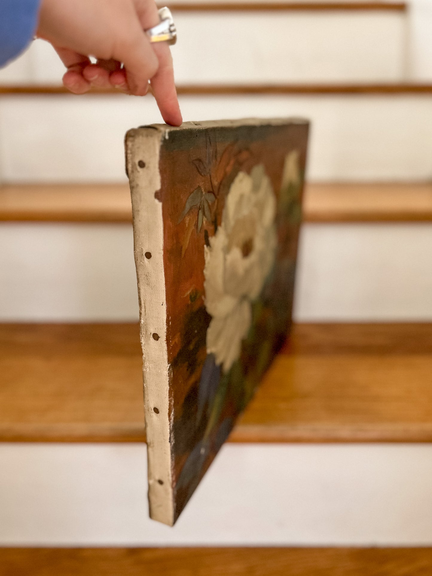 Vintage Floral Still Life of a White Peony | Oil on Canvas