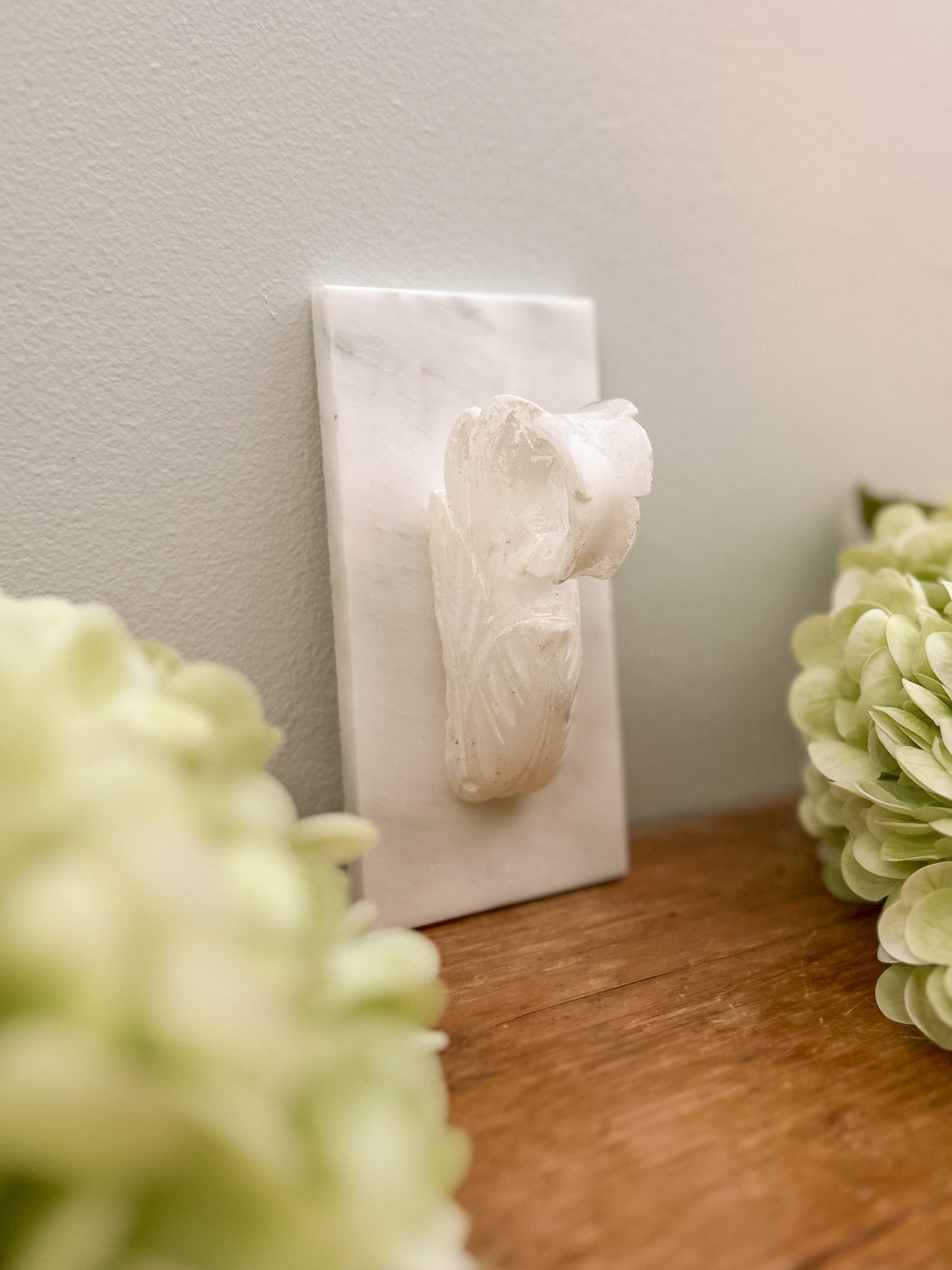 Alabaster Acanthus Leaf on Marble Base