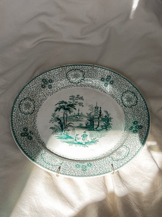 Antique Teal Transferware Plate