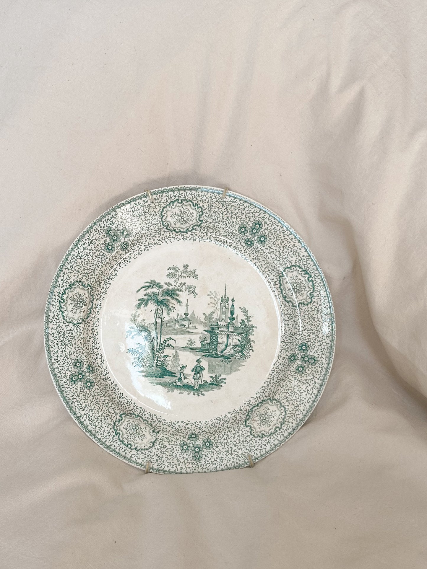 Antique Teal Transferware Plate