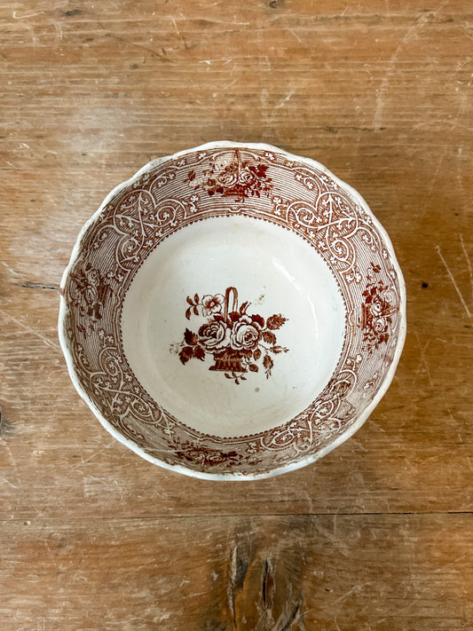 Antique Transferware Scalloped Bowl