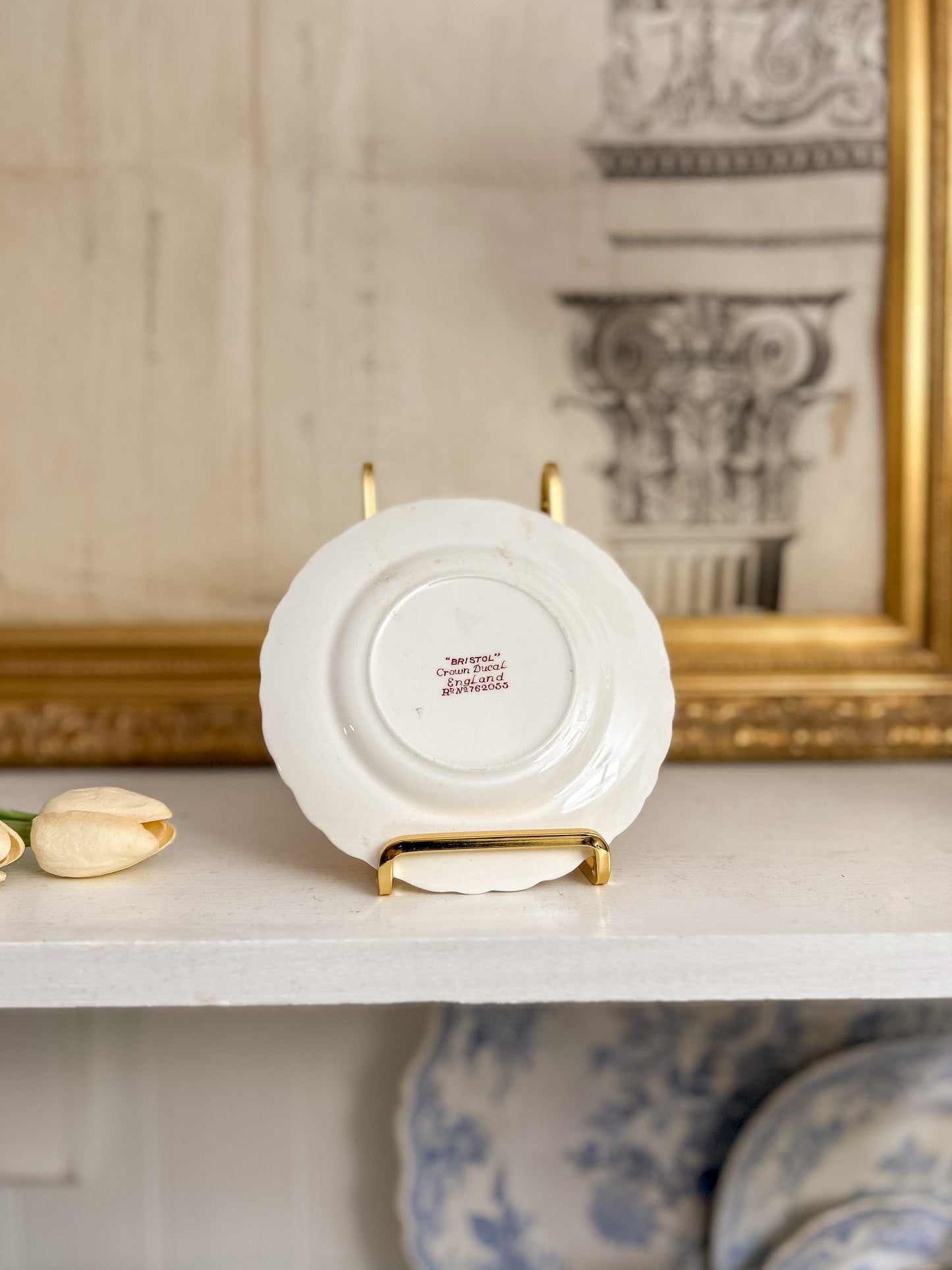 Crown Ducal “Bristol” Pattern Red Transferware Bread Plate