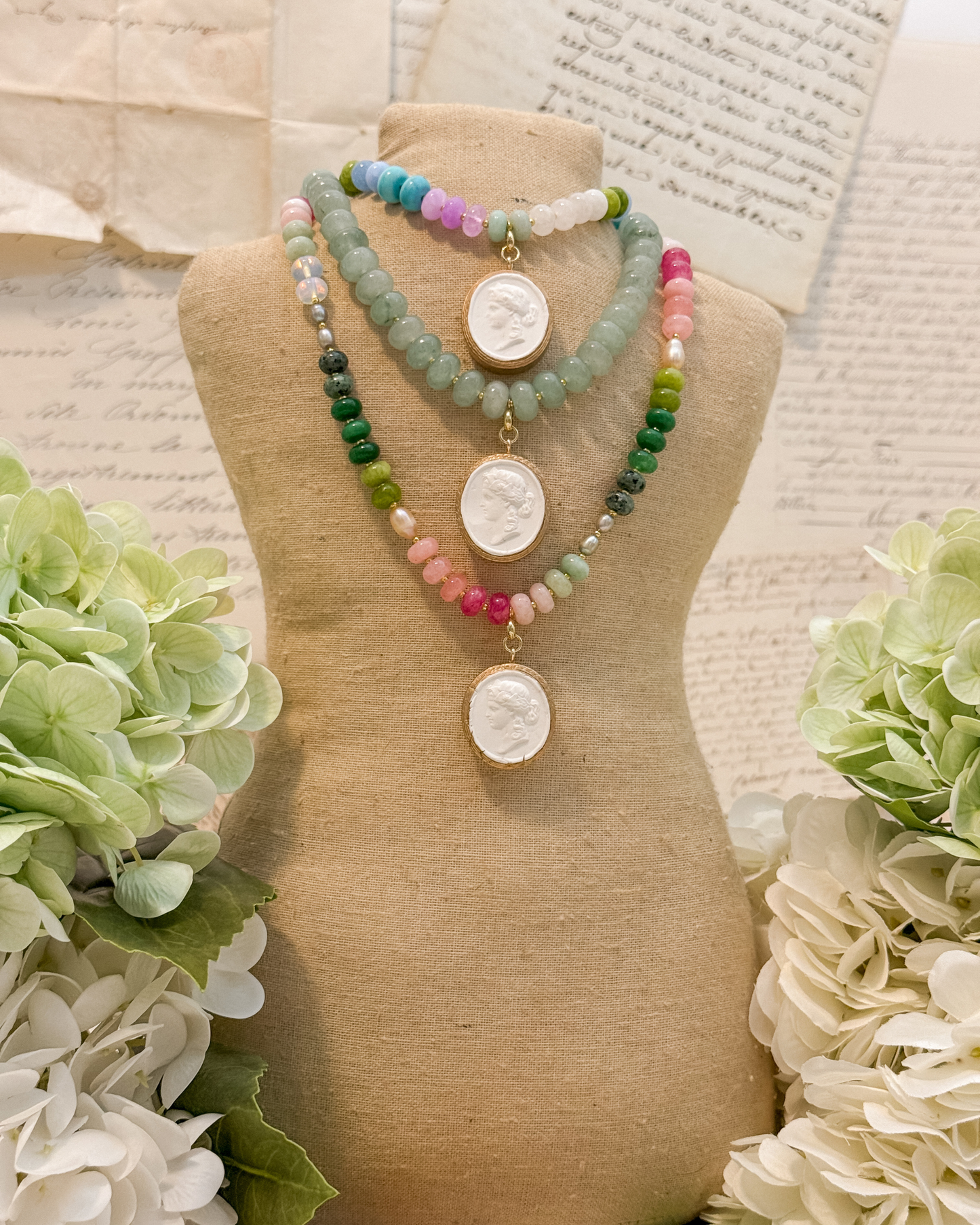 Intaglio Grove Gemstone Necklace | English Garden Collection | Wild Strawberry