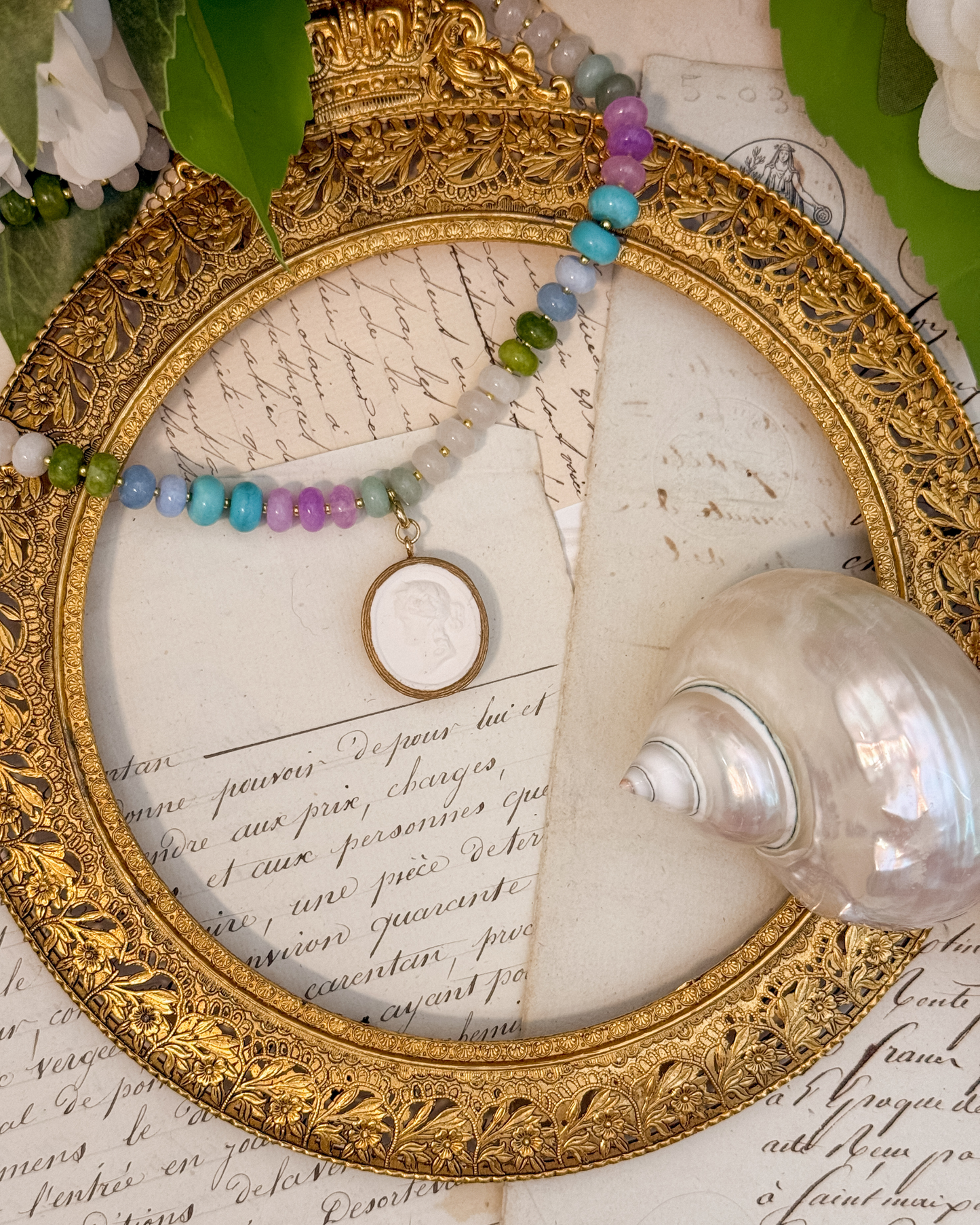 Intaglio Grove Gemstone Necklace | English Garden Collection | Hydrangea