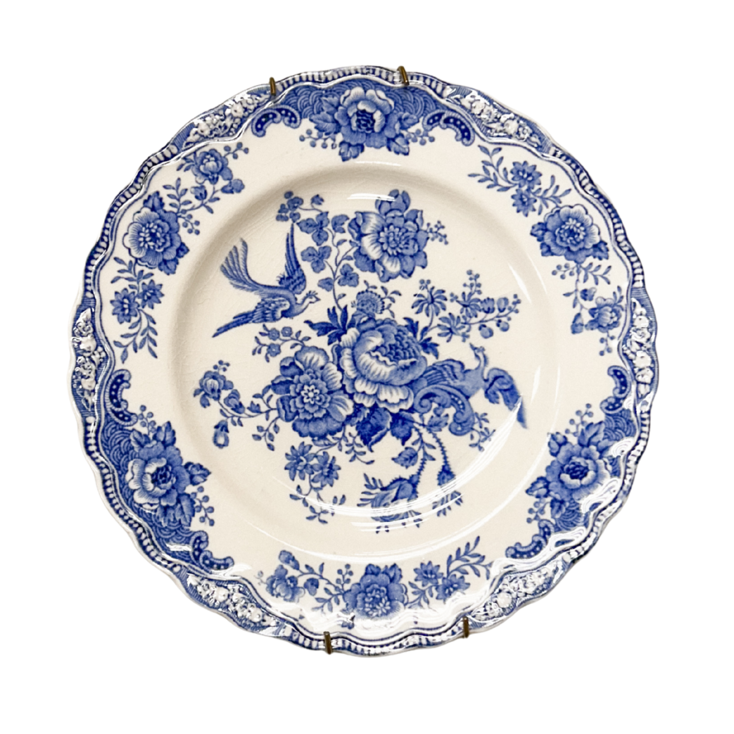 Blue & White Asiatic Pheasant Bread Plate