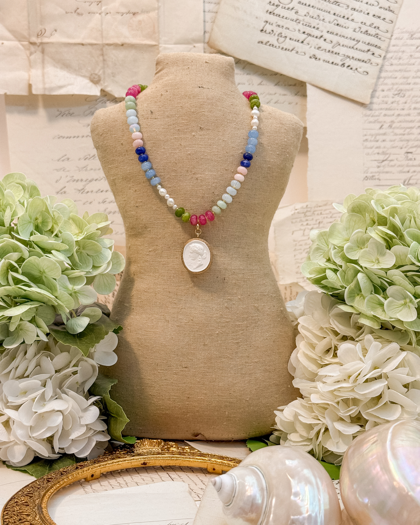 Intaglio Grove Gemstone Necklace | English Garden Collection | Bluebell
