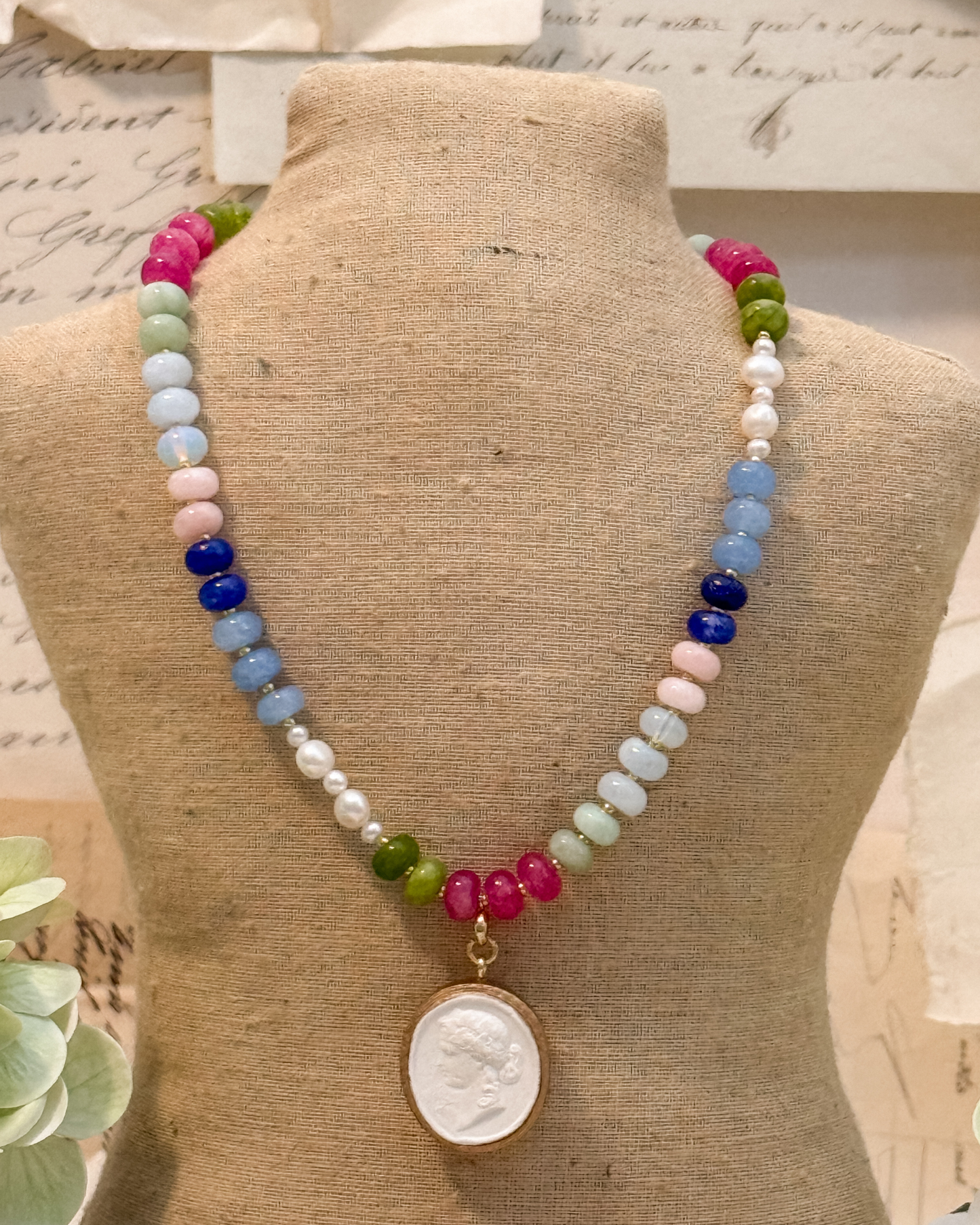 Intaglio Grove Gemstone Necklace | English Garden Collection | Bluebell