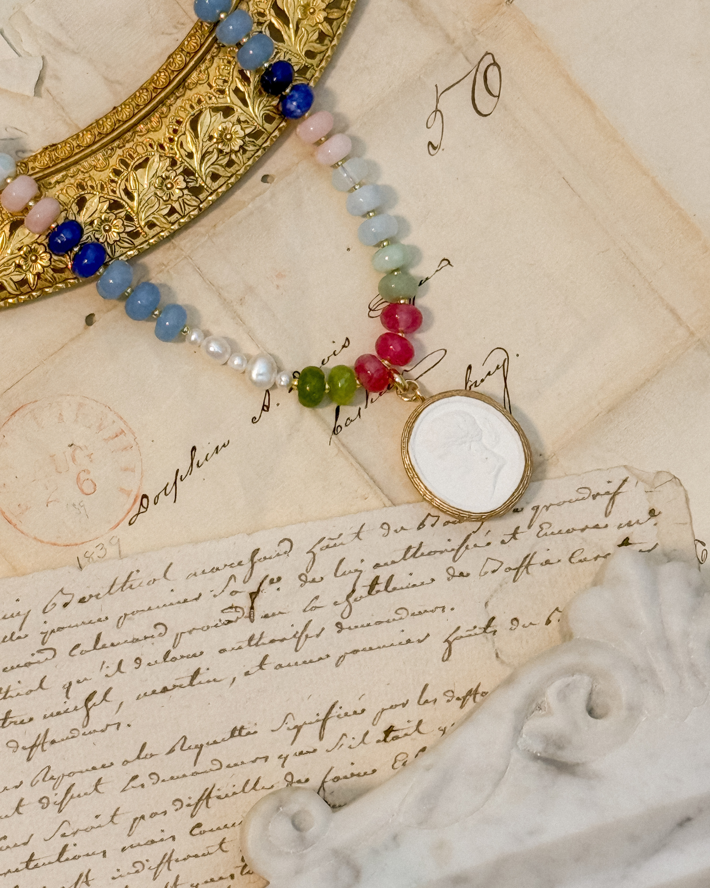 Intaglio Grove Gemstone Necklace | English Garden Collection | Bluebell