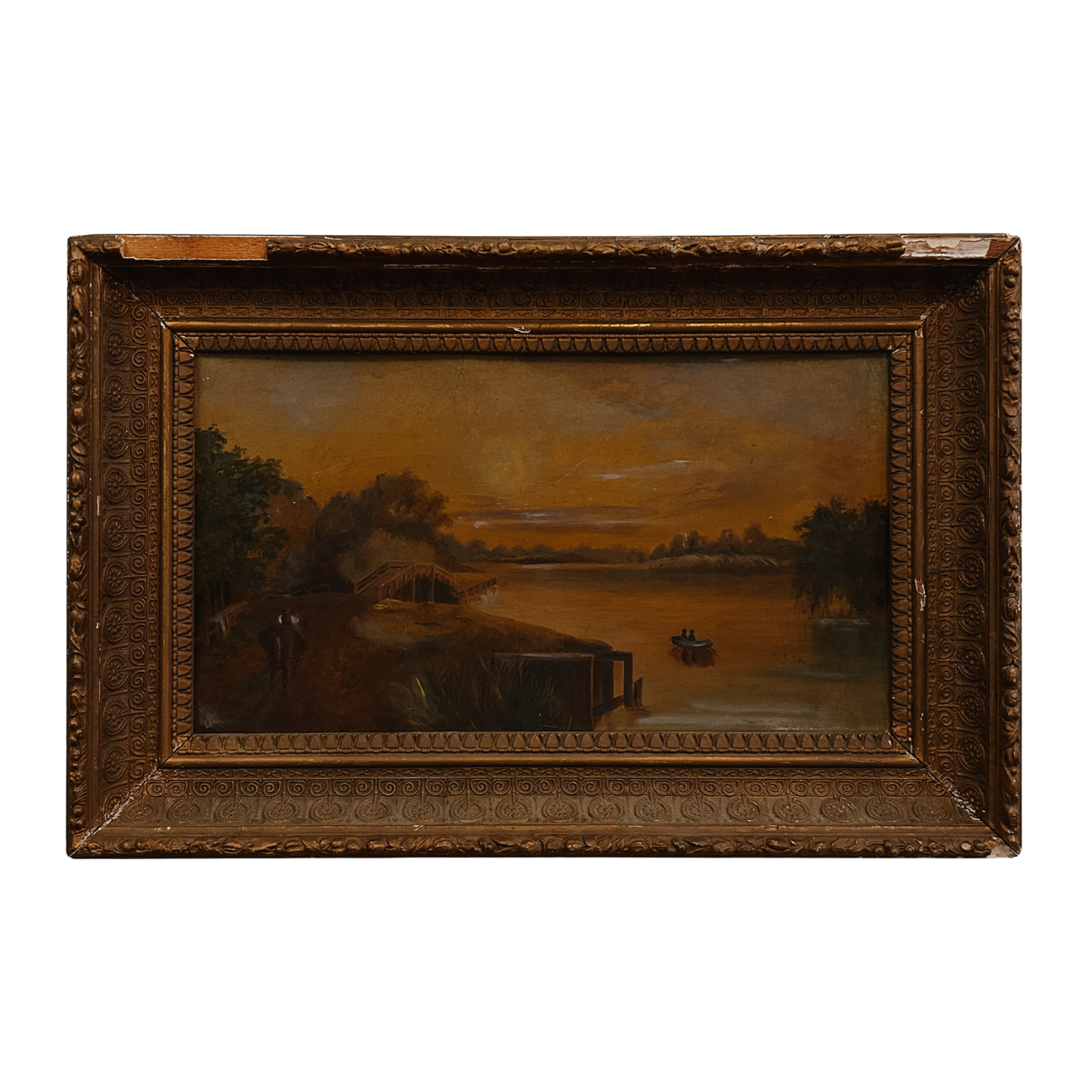 19th Century Sunset River Landscape