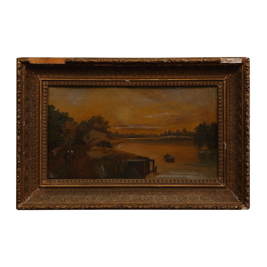 19th Century Sunset River Landscape