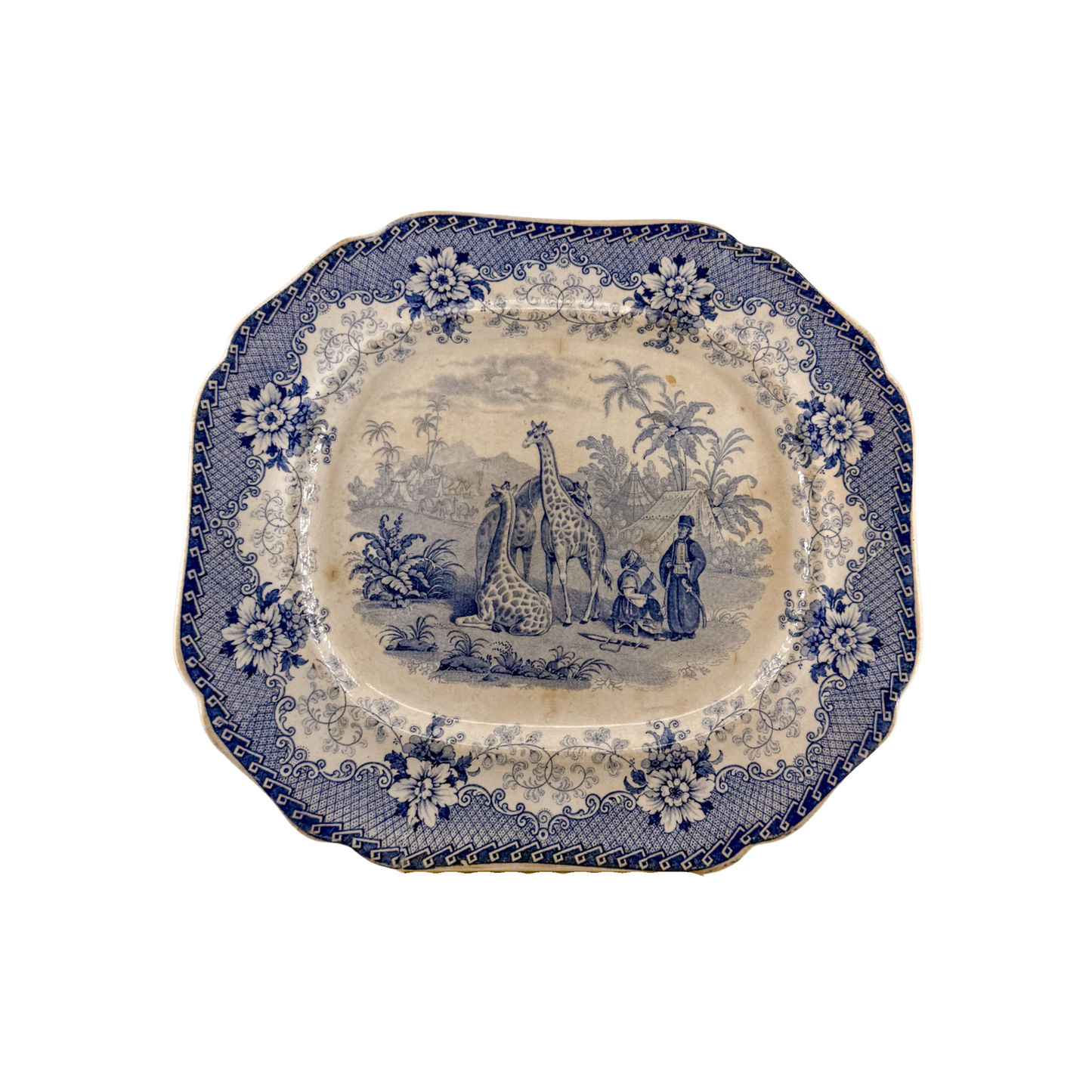 Antique Giraffe Transferware Platter