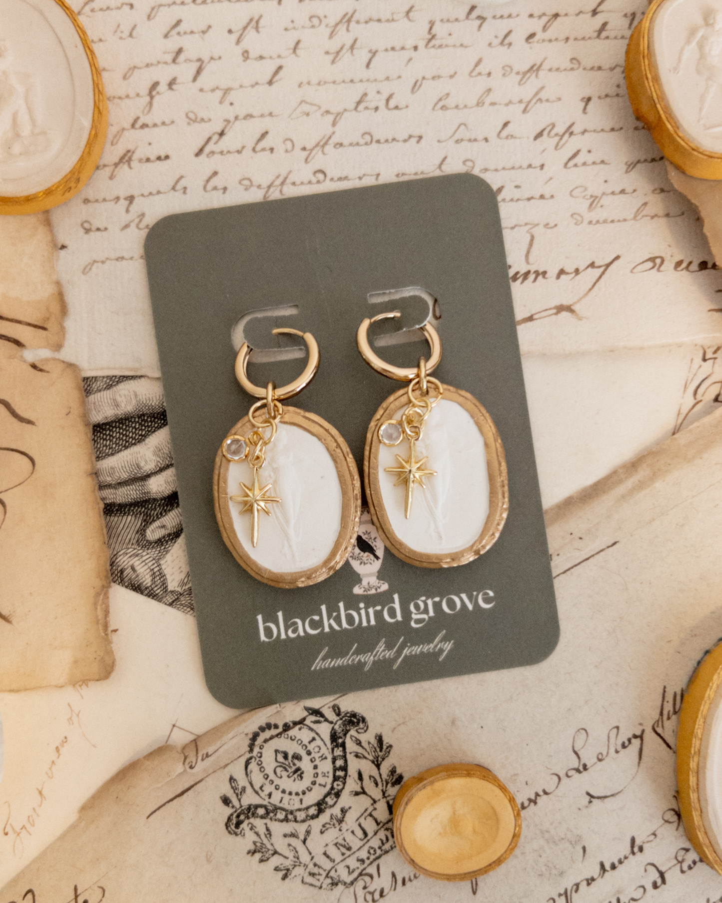 Persephone + North Star Charm | Intaglio Grove Handmade Earrings