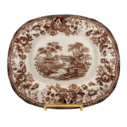 Antique English Brown Transferware Pattern | Tonquin Pattern