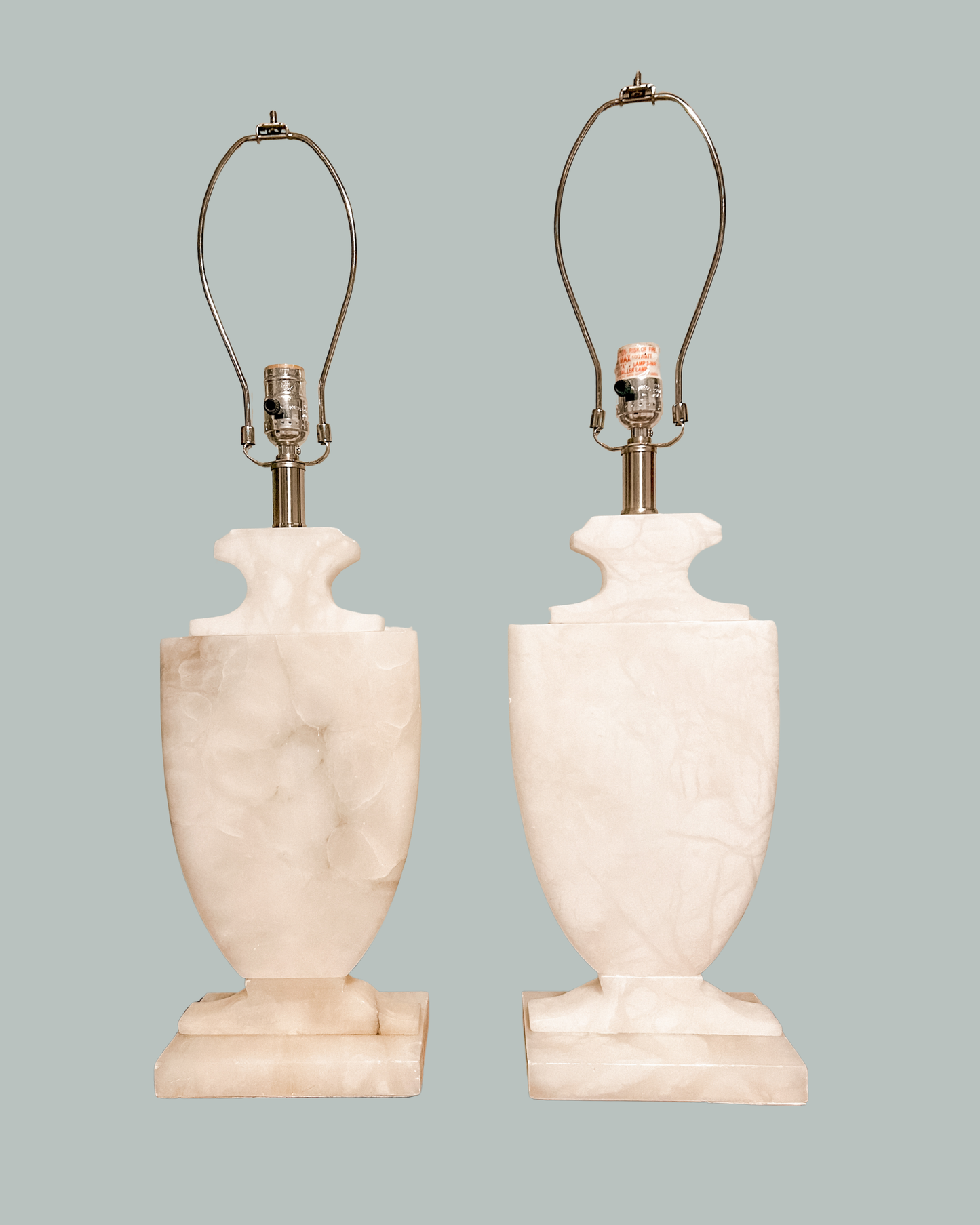Alabaster Amphora Slice Lamp, Pair