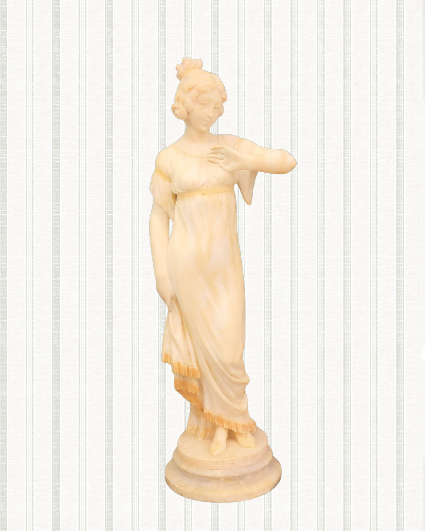 Antique 1800s Italian Alabaster Full Length Figure S tatue