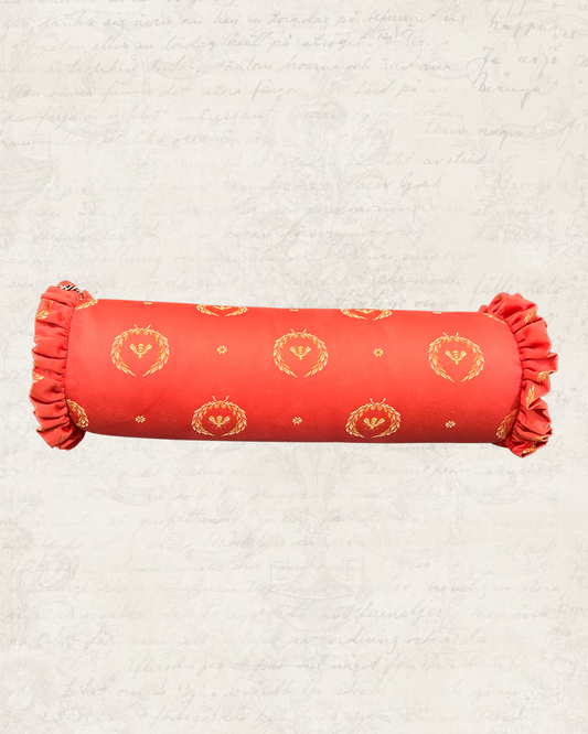 Vintage Ruffled Bolster with Napoleonic Bee Pattern