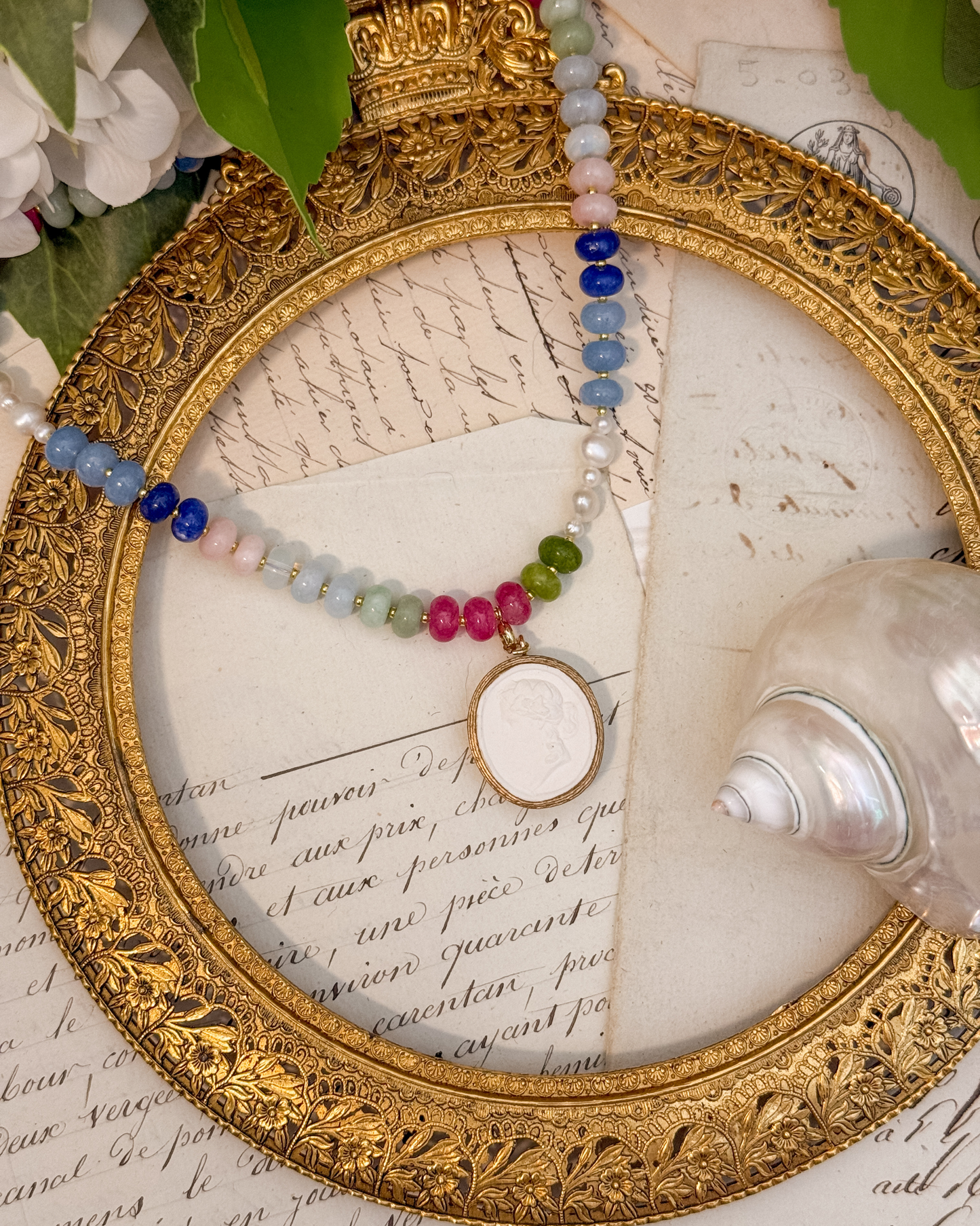 Intaglio Grove Gemstone Necklace | English Garden Collection | Bluebell