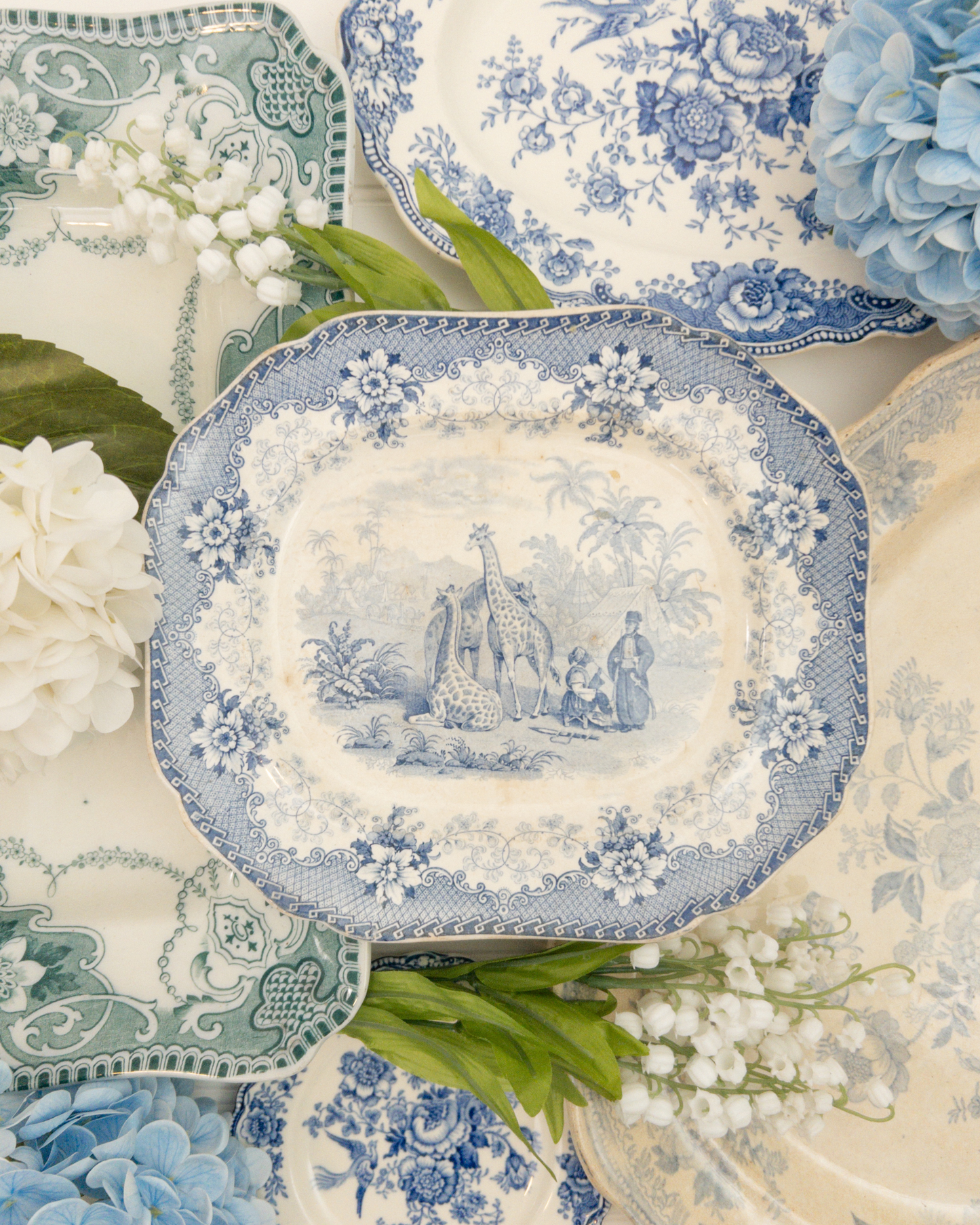 Antique Giraffe Transferware Platter
