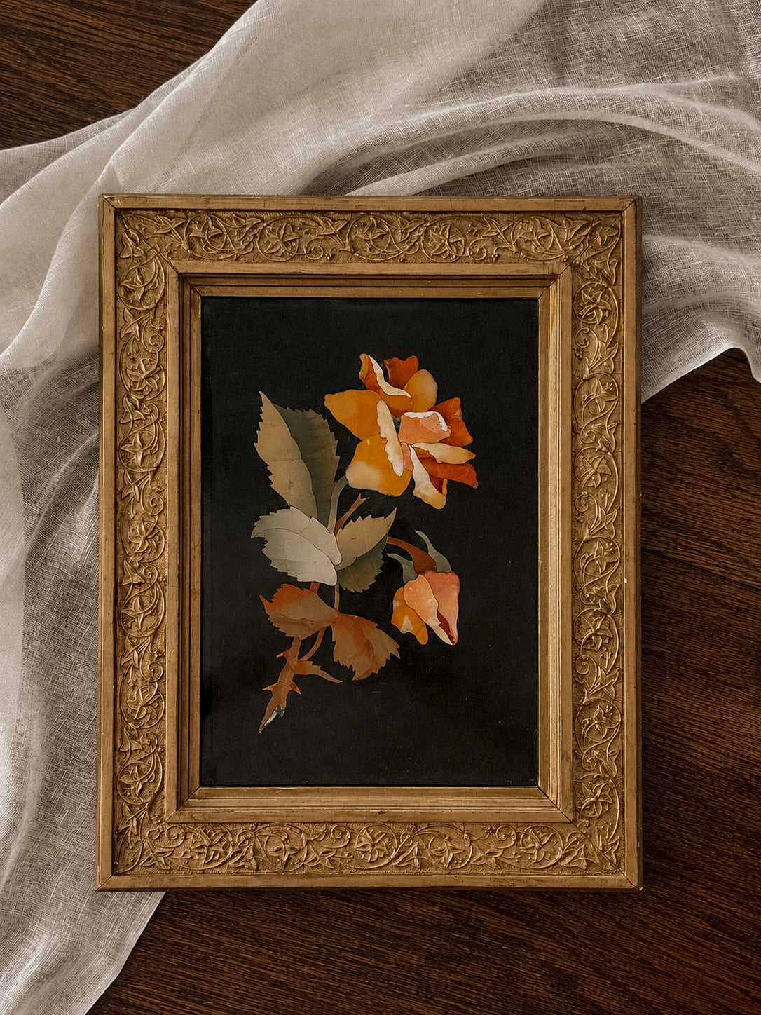 Antique Framed Pietra Dura Plaque