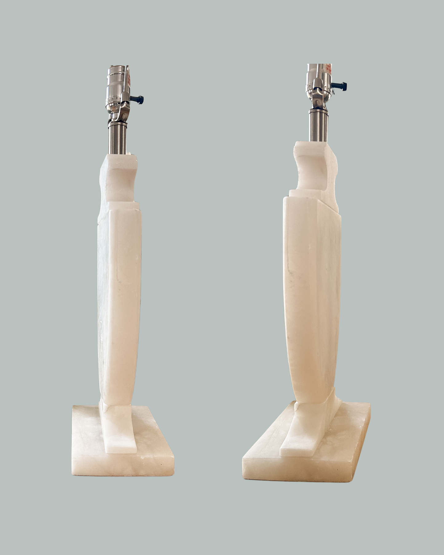 Alabaster Amphora Slice Lamp, Pair