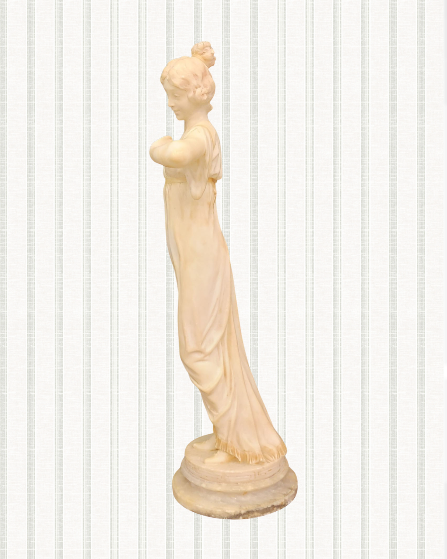 Antique 1800s Italian Alabaster Full Length Figure S tatue