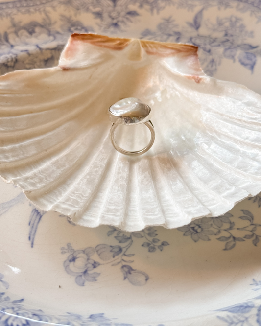 Vintage Sterling Silver and Freshwater Pearl Ring