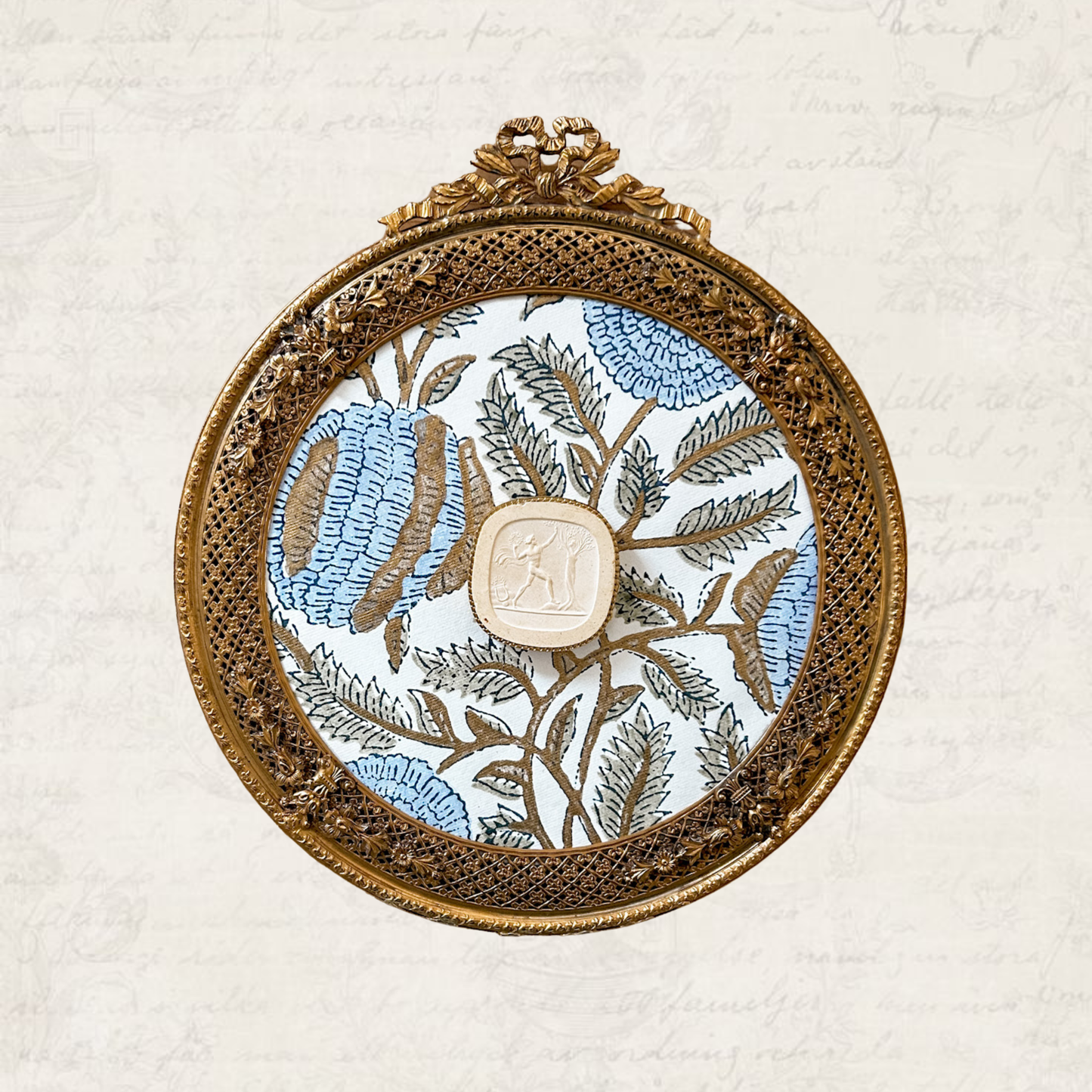 Bespoke Framed Grand Tour Intaglio | Antique French Frame | Silkscreen Paper Backing