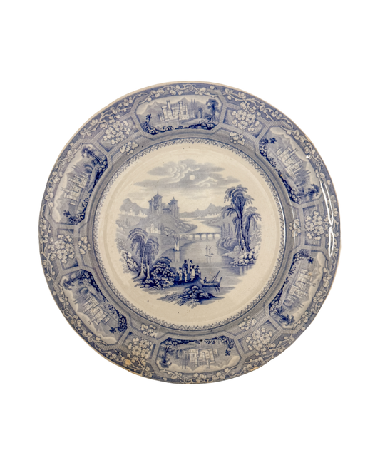 Antique T. J. & J. Mayer Florentine Blue Transferware Plate