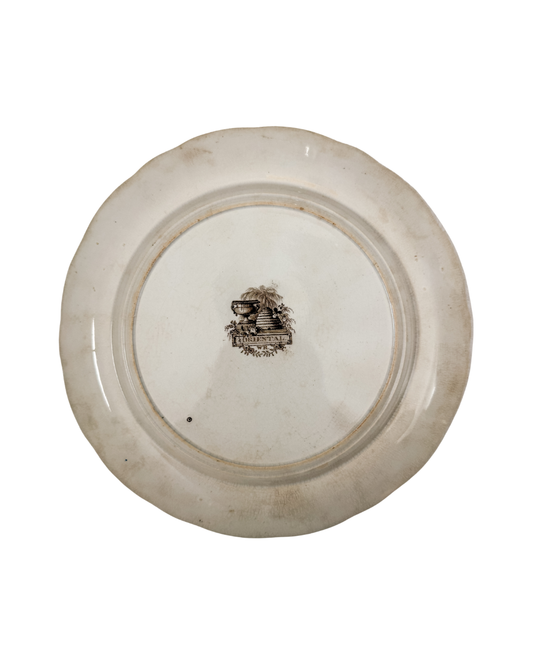Antique English Brown Transferware Plate | Ridgways Oriental