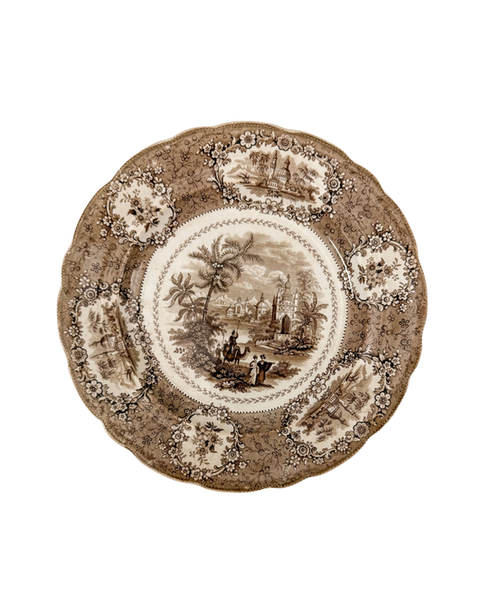 Antique English Brown Transferware Plate | Ridgways Oriental